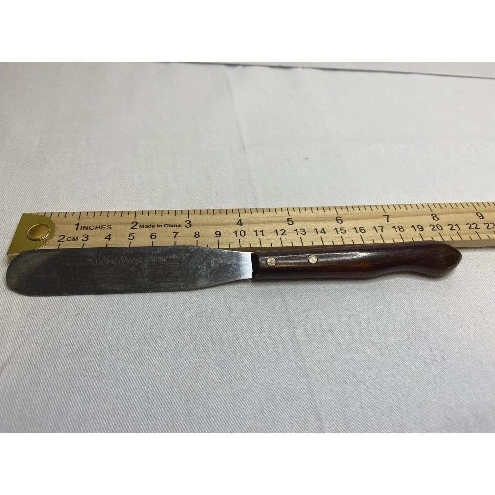 Imperial Veri-Sharp Stainless Steel Spreader Knife Wood Handle‎ Vintage 8.5 Inch